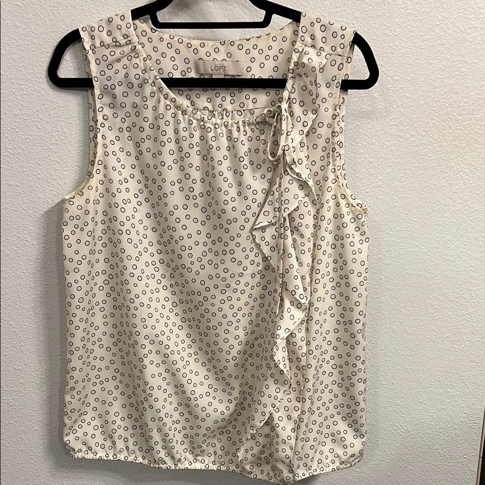Chic Cream Polka Dot Sleeveless Top